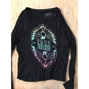 Black Long Sleeve Graphic Top